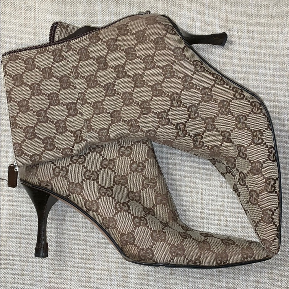 Gucci Canvas Logo Monogram Ankle Boots